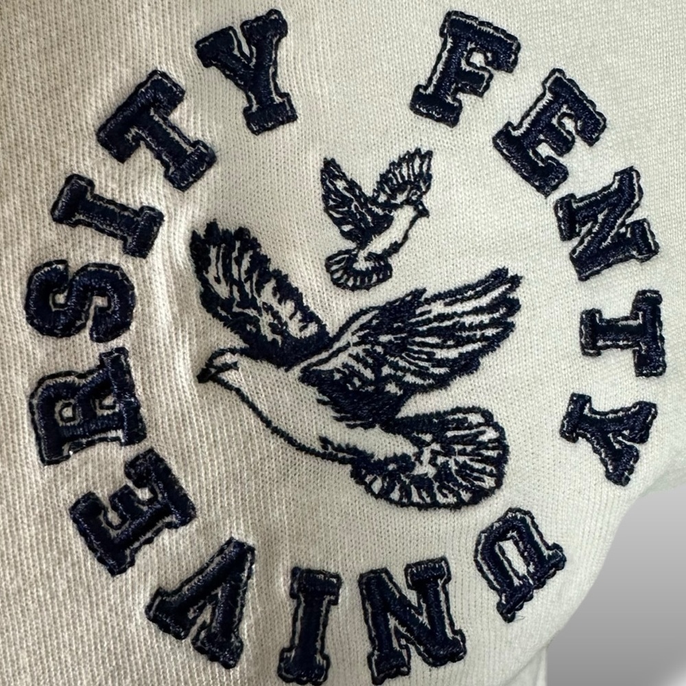 Puma X Fenty University Cropped Vintage Tee in Cream Large Rhianna Baby Tee - Picture 10 of 16